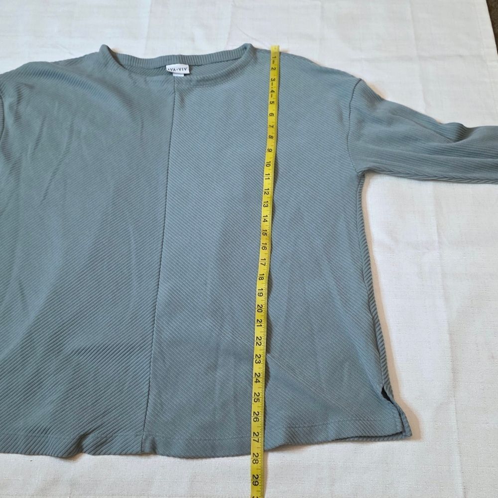 Ava & Viv Light Sage Green Ribbed 3/4 Sleeve Top Size 1X - Picture 7 of 8